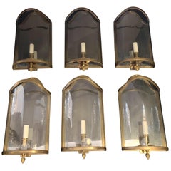 Mirrorback Sconces with Crystal Bobeches and Prisms